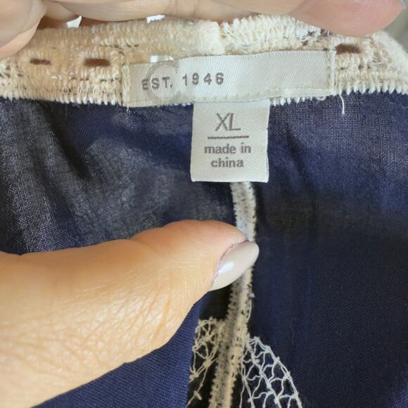 Cato women's sz. XL blue embroidered boho top, lace, feminine unique, #4196 - Picture 9 of 10